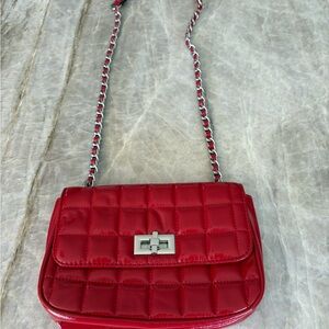 Forever 21 Red Quilted Mini Bag with Chain Strap